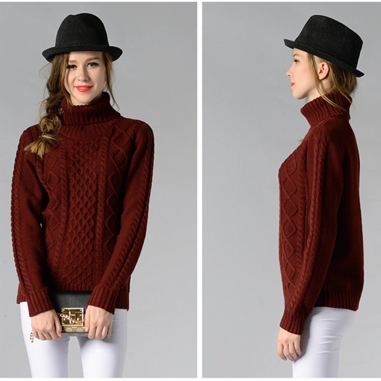 Women High Neck Knitted Sweater Long Sleeve Stranded Flower Bottoming Sweater, Size: