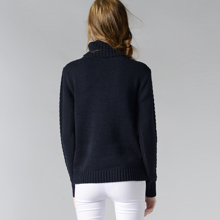 Women High Neck Knitted Sweater Long Sleeve Stranded Flower Bottoming Sweater, Size: