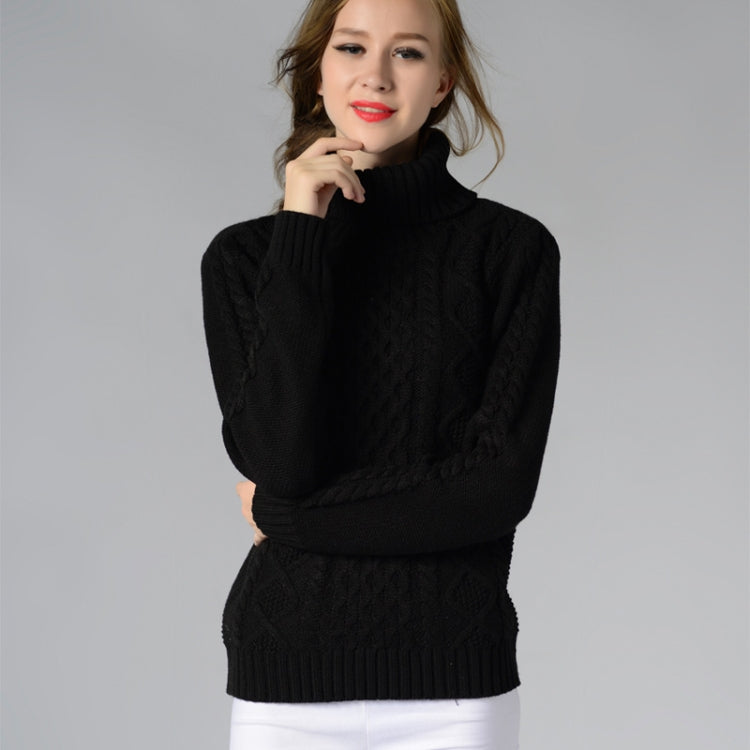 Women High Neck Knitted Sweater Long Sleeve Stranded Flower Bottoming Sweater, Size:
