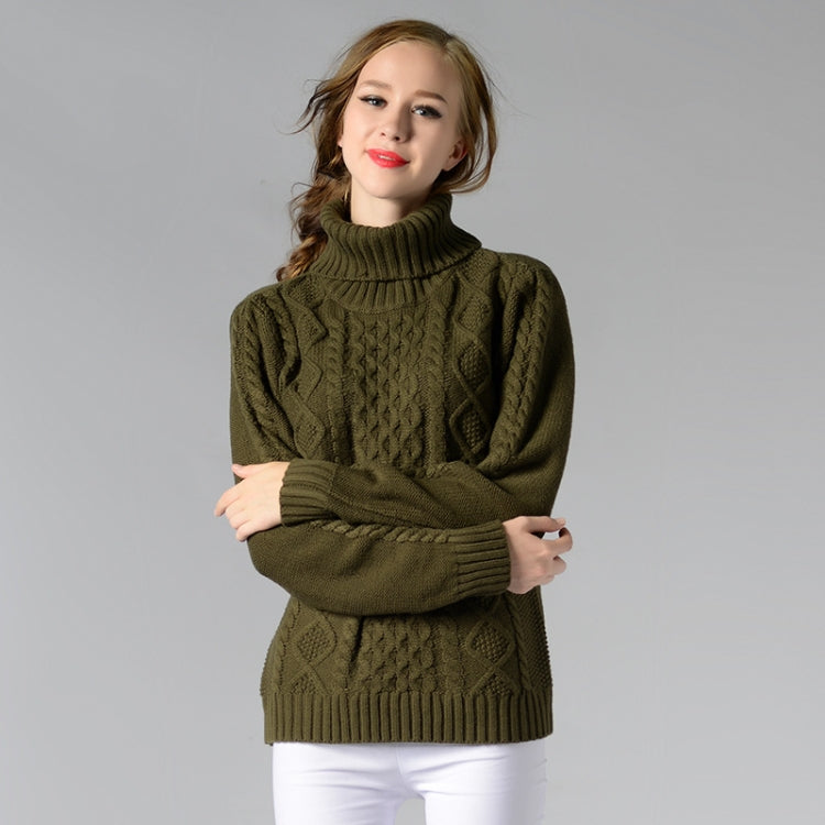 Women High Neck Knitted Sweater Long Sleeve Stranded Flower Bottoming Sweater, Size:
