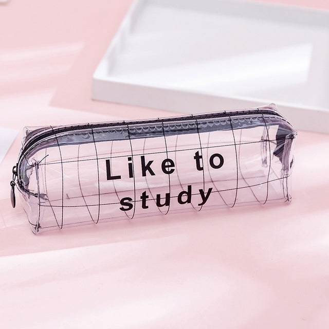 Transparent Letter Large Capacity Pencil Box Storage Bag Stationery School Supplies