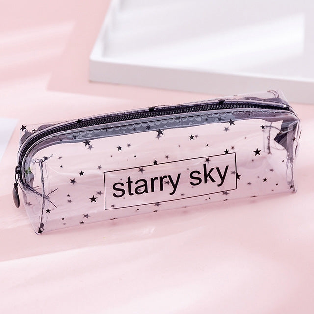 Transparent Letter Large Capacity Pencil Box Storage Bag Stationery School Supplies