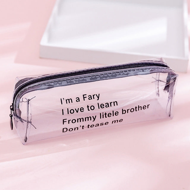 Transparent Letter Large Capacity Pencil Box Storage Bag Stationery School Supplies