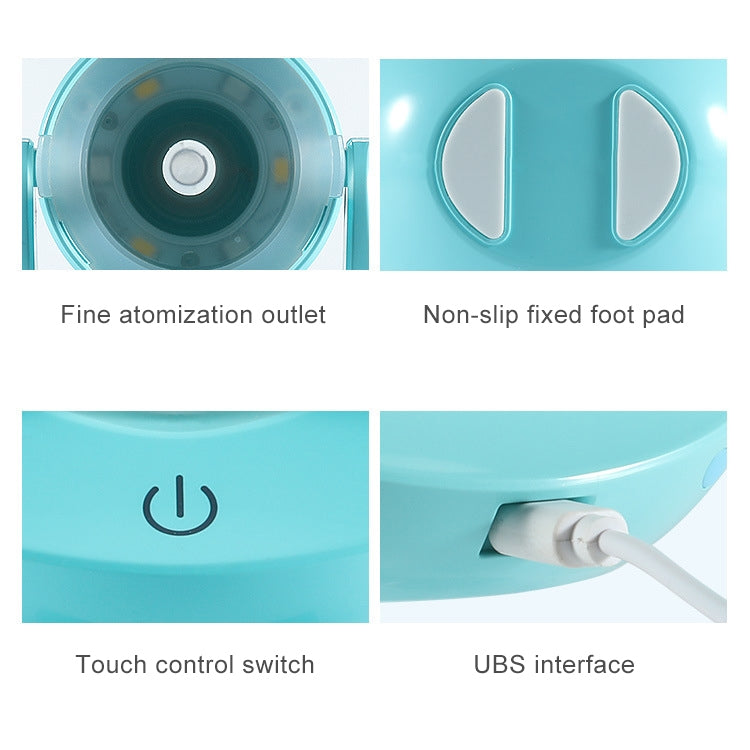 Ultrasonic Humidifier 180 Degree Rotary LED Night Light USB Desktop Air Purifier(White)
