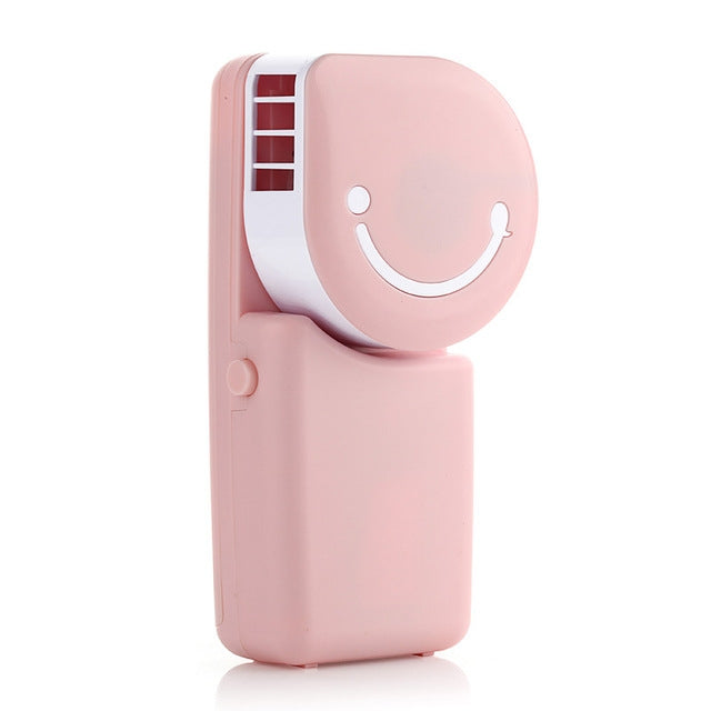 Handheld No Leaf USB Mini Fan Bladeless Fan for Home Portable Air Conditioner(Pink)