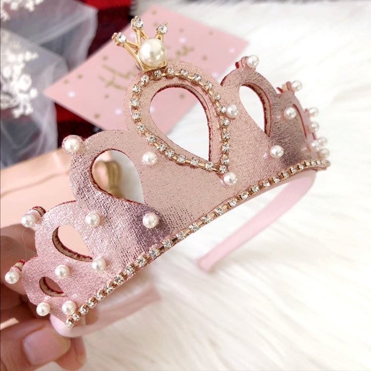 Cute Children Crown Pearl with Rhinestone Headband(Pink)