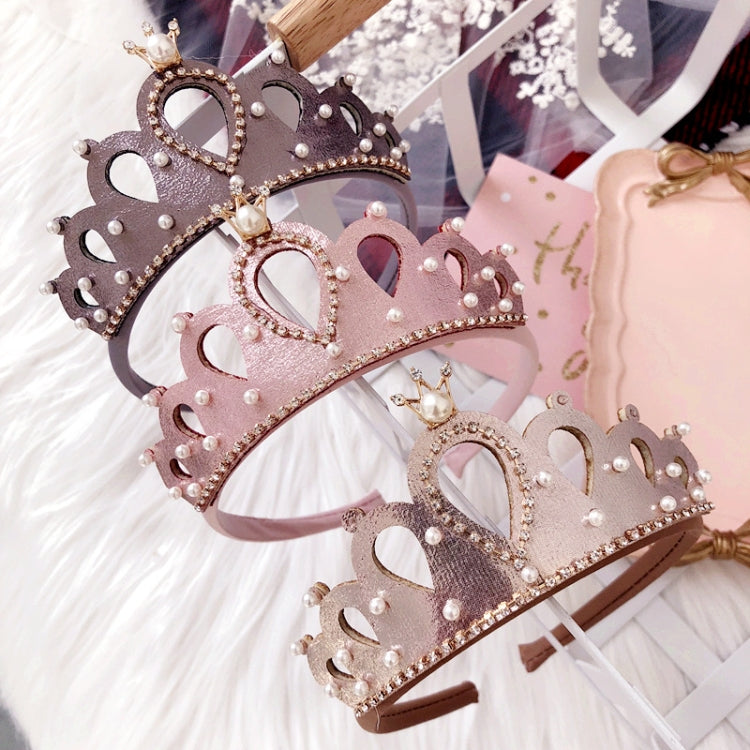 Cute Children Crown Pearl with Rhinestone Headband(Pink)