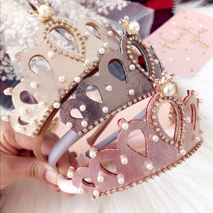 Cute Children Crown Pearl with Rhinestone Headband(Pink)