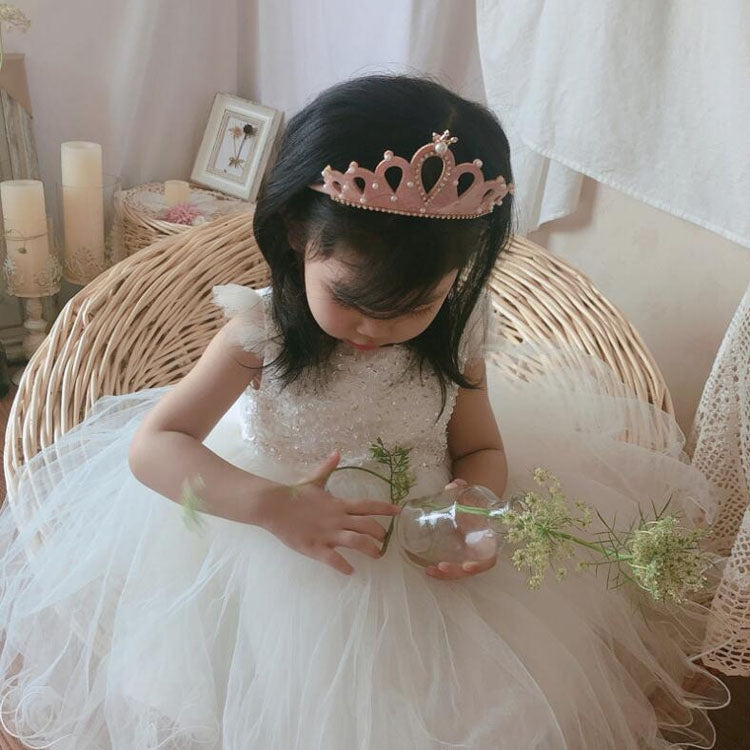 Cute Children Crown Pearl with Rhinestone Headband(Pink)