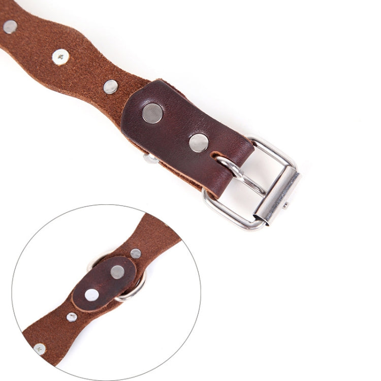 Vintage Ethnic Style Genuine Leather Pet Waved Diamond Collar, Specification: 520x25mm