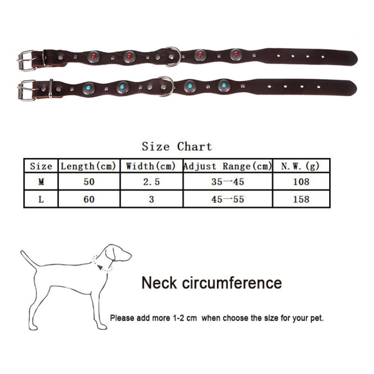 Vintage Ethnic Style Genuine Leather Pet Waved Diamond Collar, Specification: 520x25mm