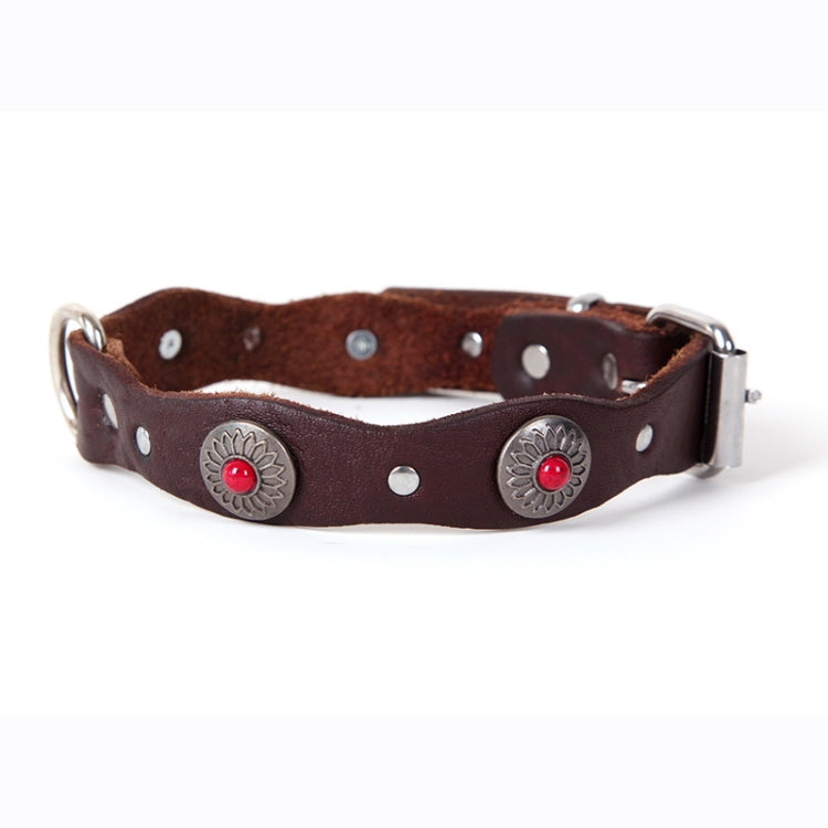 Vintage Ethnic Style Genuine Leather Pet Waved Diamond Collar, Specification: 520x25mm