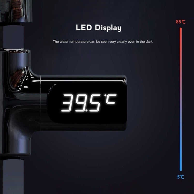 LED Display Celsius Water Temperature Meter Monitor Electricity Shower Thermometer 360 Degrees Rotation Flow Self Generating Temperature Gauge(Silver)