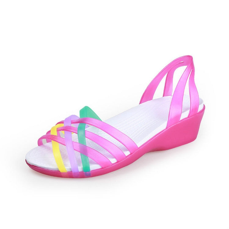 Mixed Rainbow Colors Jelly Sandals, Shoe Size:39