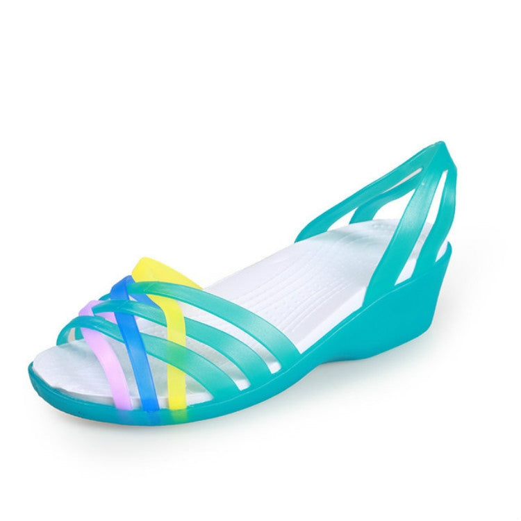 Mixed Rainbow Colors Jelly Sandals, Shoe Size:39