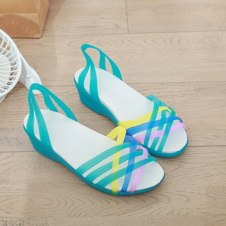 Mixed Rainbow Colors Jelly Sandals, Shoe Size:39