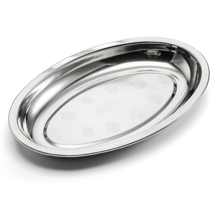 Jiadabao Stainless Steel Plate Steamed Fish Sausage Steamed Vermicelli Roll Plate Deep Egg-shaped Barbecue Dish, Diameter: 26cm