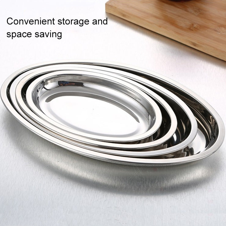 Jiadabao Stainless Steel Plate Steamed Fish Sausage Steamed Vermicelli Roll Plate Deep Egg-shaped Barbecue Dish, Diameter: 30cm
