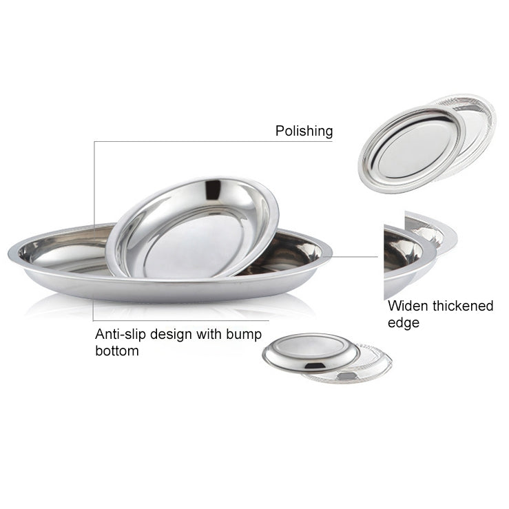 Jiadabao Stainless Steel Plate Steamed Fish Sausage Steamed Vermicelli Roll Plate Deep Egg-shaped Barbecue Dish, Diameter: 28cm