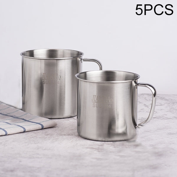 5 PCS Extra Thick 304 Stainless Steel Cup Children's Mouth Cup with Handle Cover Household adult Drinking Water Cup 7cm without cover