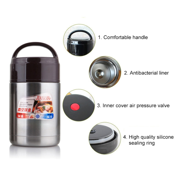 Jiadabao Stainless Steel Vacuum Insulation Simmering Pot Portable Insulation Rice Pot, Capacity: 1200ml