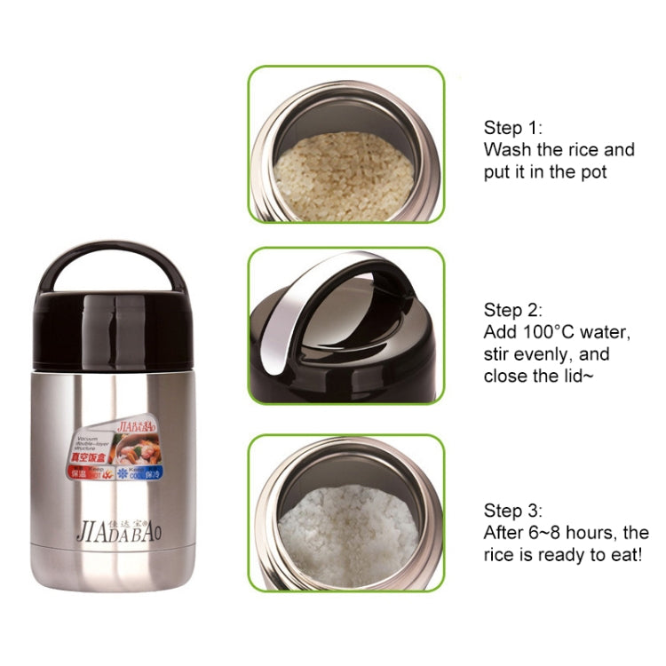 Jiadabao Stainless Steel Vacuum Insulation Simmering Pot Portable Insulation Rice Pot, Capacity: 1200ml