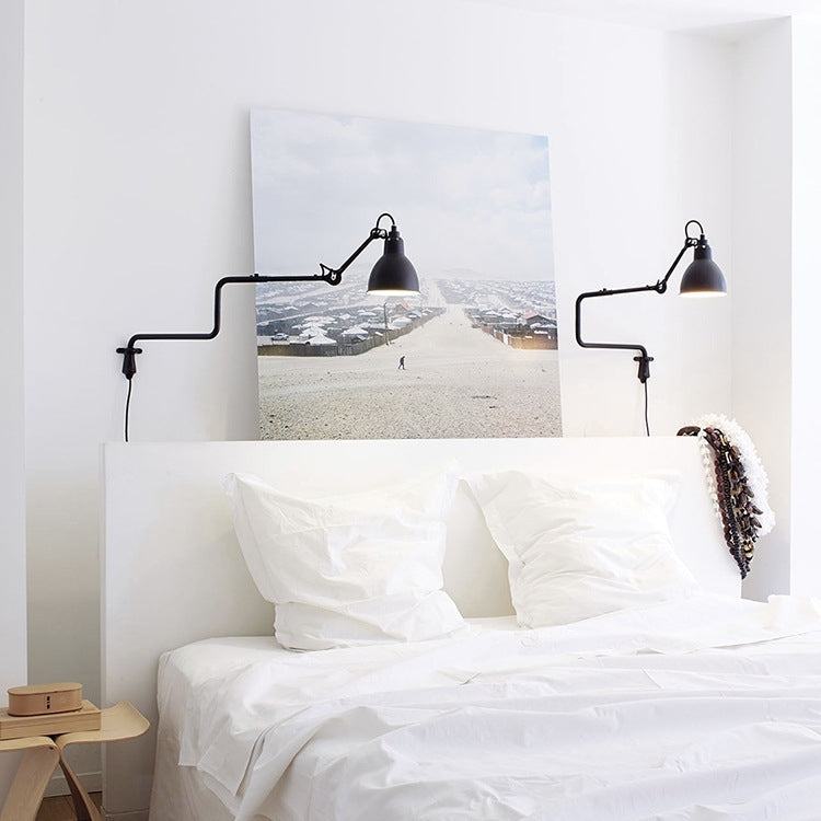 Classic Adjustable Modern Industrial Long Swing Arm Wall Lamp with LED Light Source