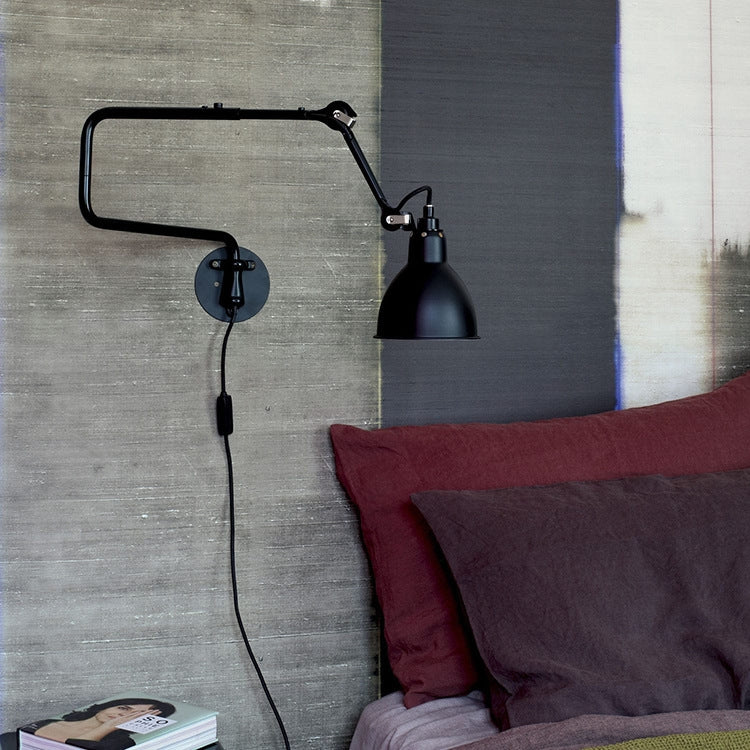 Classic Adjustable Modern Industrial Long Swing Arm Wall Lamp with LED Light Source