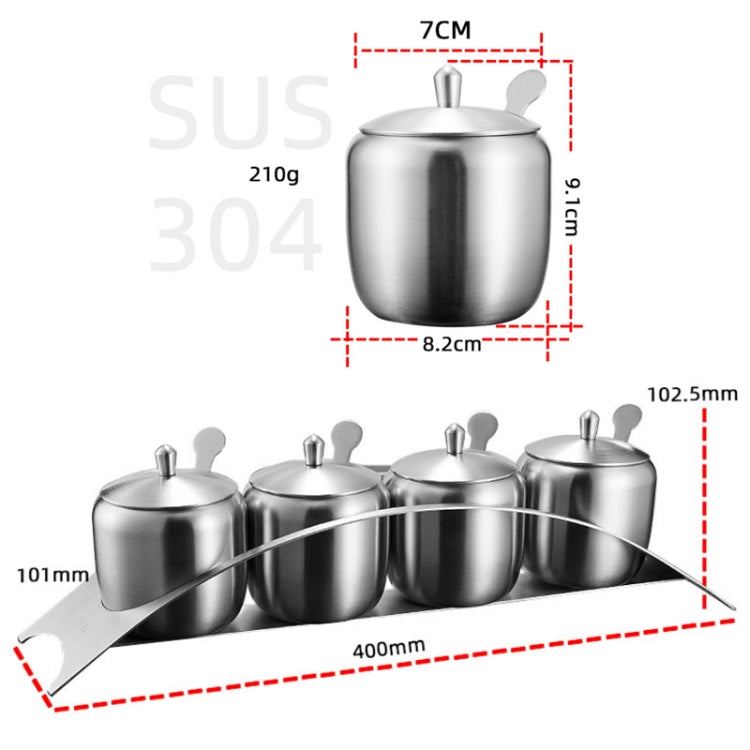 Kitchen 304 Stainless Steel Combination Seasoning Jar Set(4 Heads)