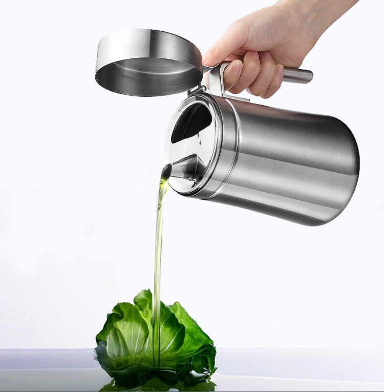 Stainless Steel Oil Can 304 Steel Pot Tilt Cover Thick Handle Oil Cans Capacity:800ML