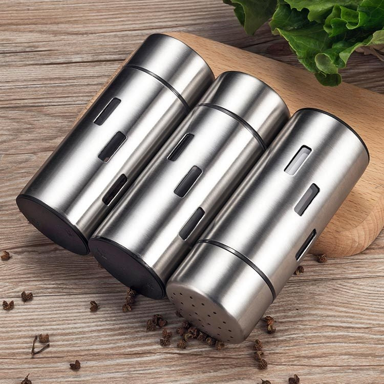 Stainless Steel Sauce Jars Chili Jars Barbecue Condiments Box Seasoning Jar Set, Specification:Small Hole