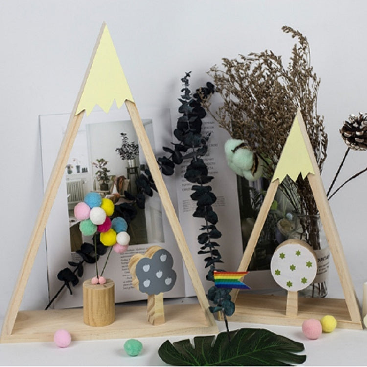 2 PCS Set Wooden Snow Mountain Triangle House Rack Children Room Home Decoration