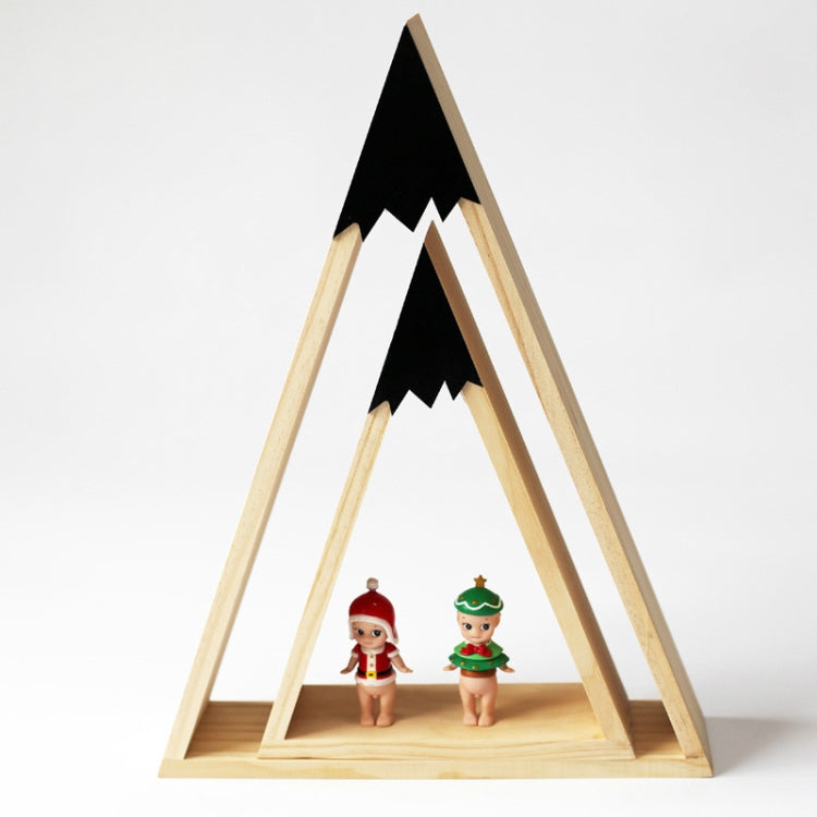 2 PCS Set Wooden Snow Mountain Triangle House Rack Children Room Home Decoration