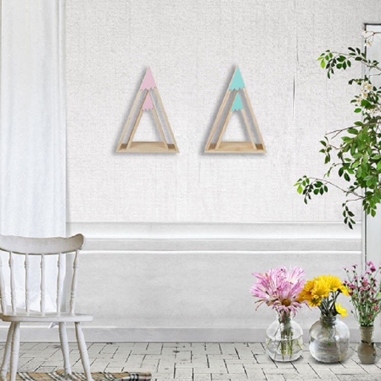 2 PCS Set Wooden Snow Mountain Triangle House Rack Children Room Home Decoration
