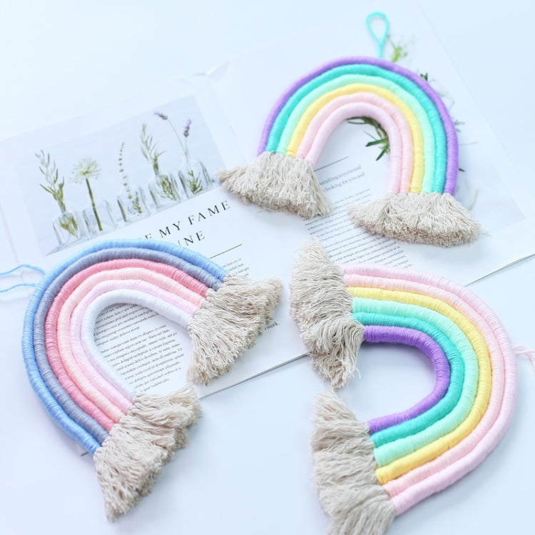 Rainbow Hand-woven Ornaments Tassel Decorative Wall Hanging Photo Props(Purple)