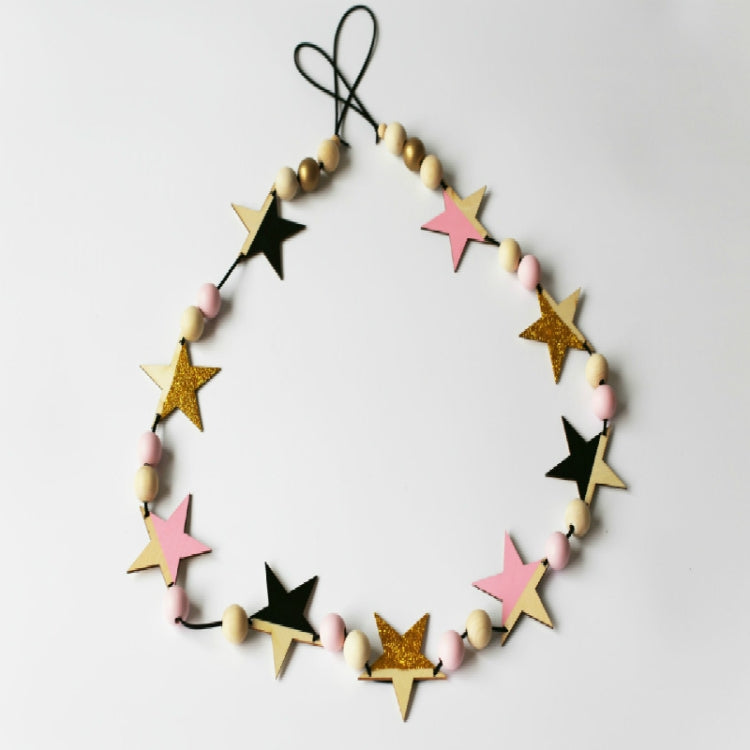 Wooden Stars Banner Curtains Children Room Children Clothing Store Wall Decoration