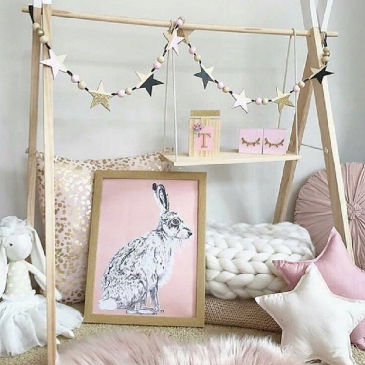 Wooden Stars Banner Curtains Children Room Children Clothing Store Wall Decoration