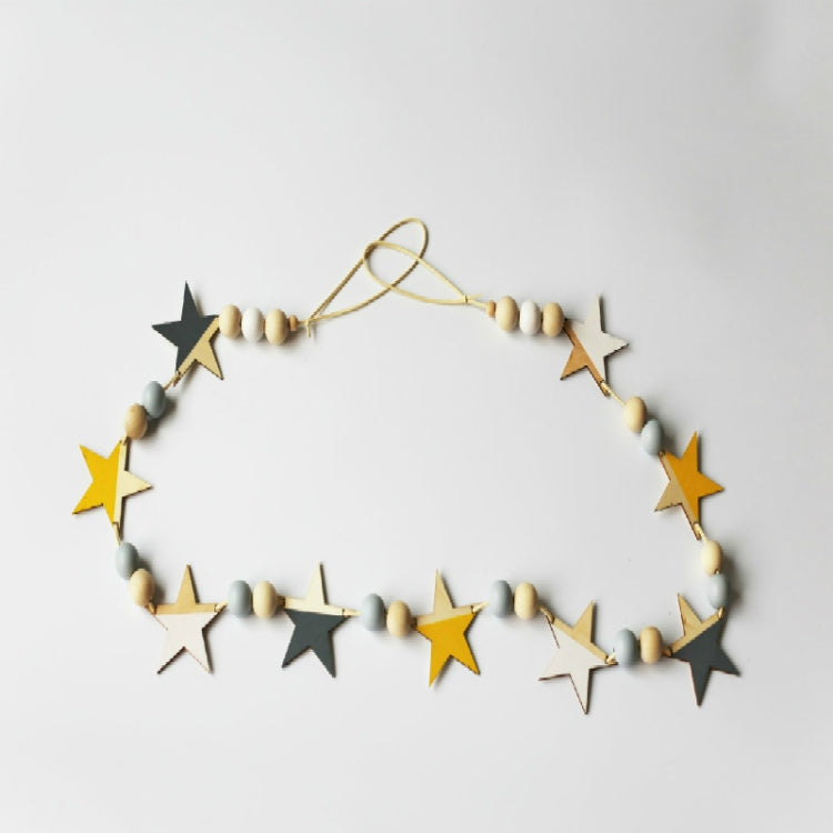 Wooden Stars Banner Curtains Children Room Children Clothing Store Wall Decoration