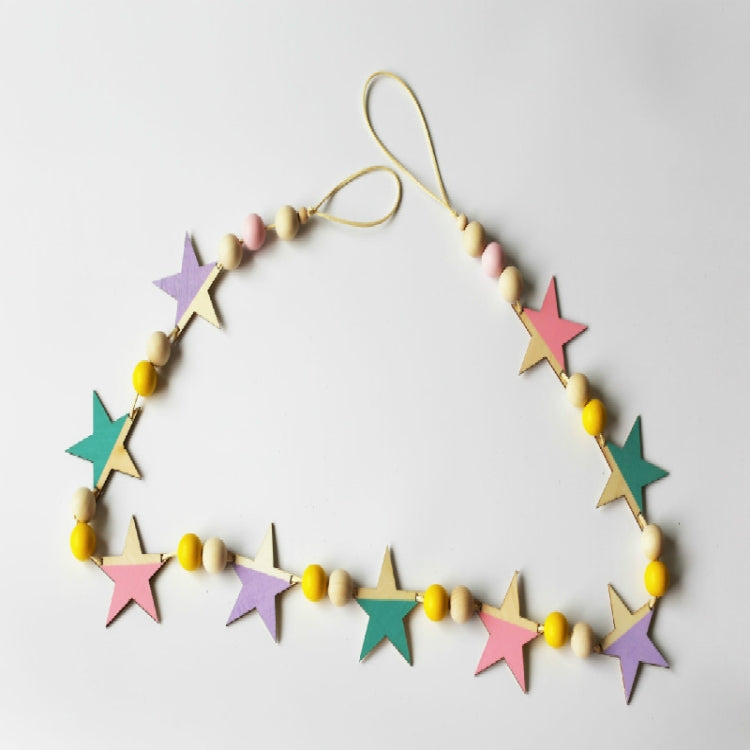 Wooden Stars Banner Curtains Children Room Children Clothing Store Wall Decoration