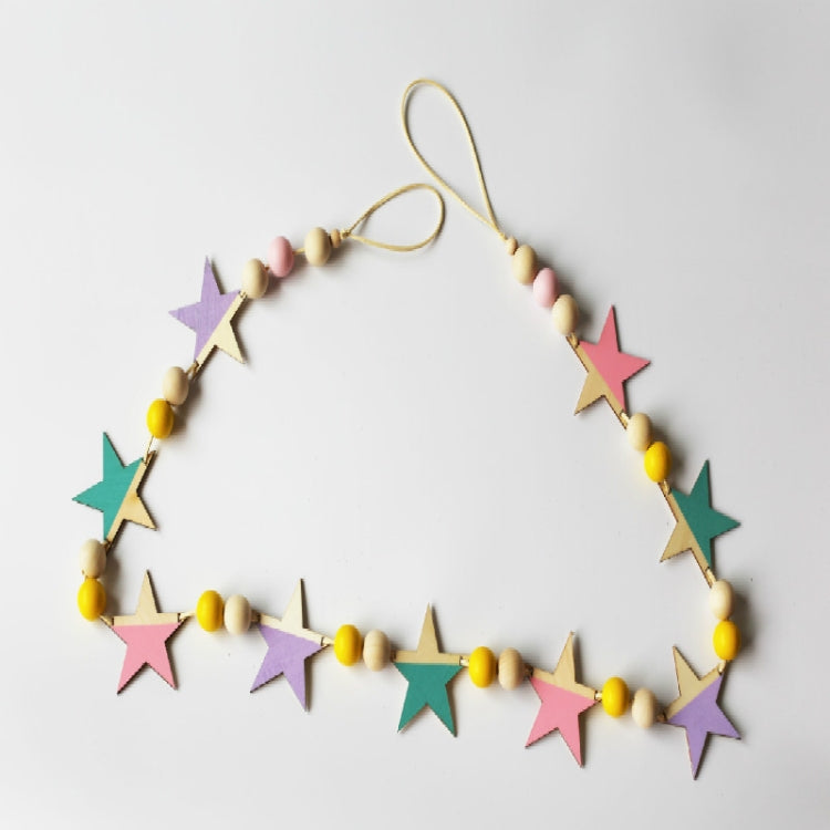 Wooden Stars Banner Curtains Children Room Children Clothing Store Wall Decoration