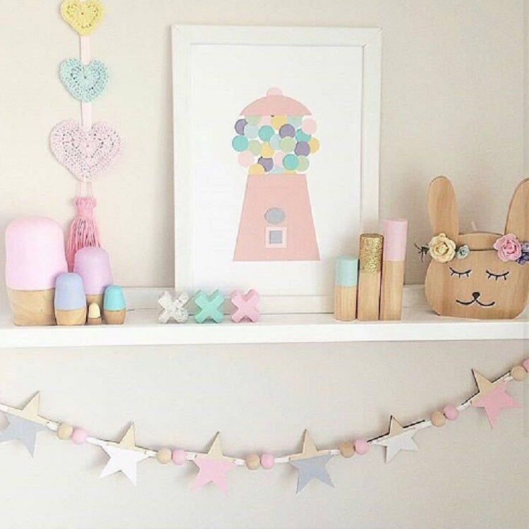 Wooden Stars Banner Curtains Children Room Children Clothing Store Wall Decoration