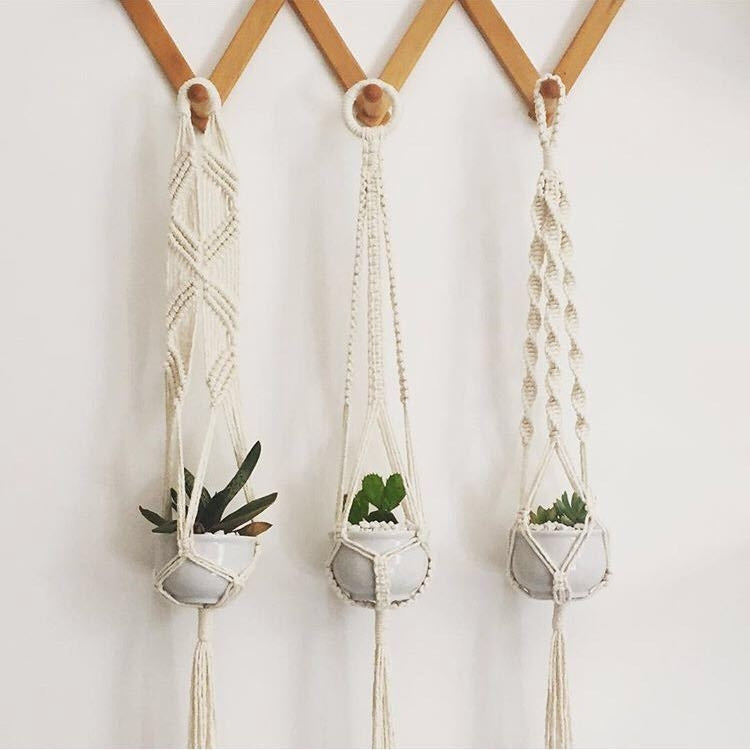 Home Bohemian Style Weaving Suspension Flower Pot Holder