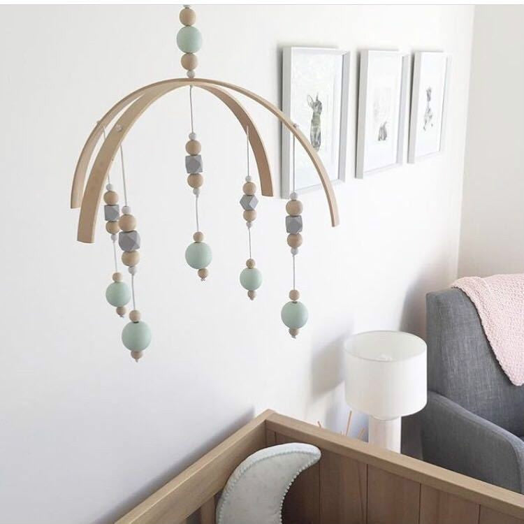 Home Wooden Beads Wind Chime Bed Bell Children's Room Decoration Bed Account with Photography Props