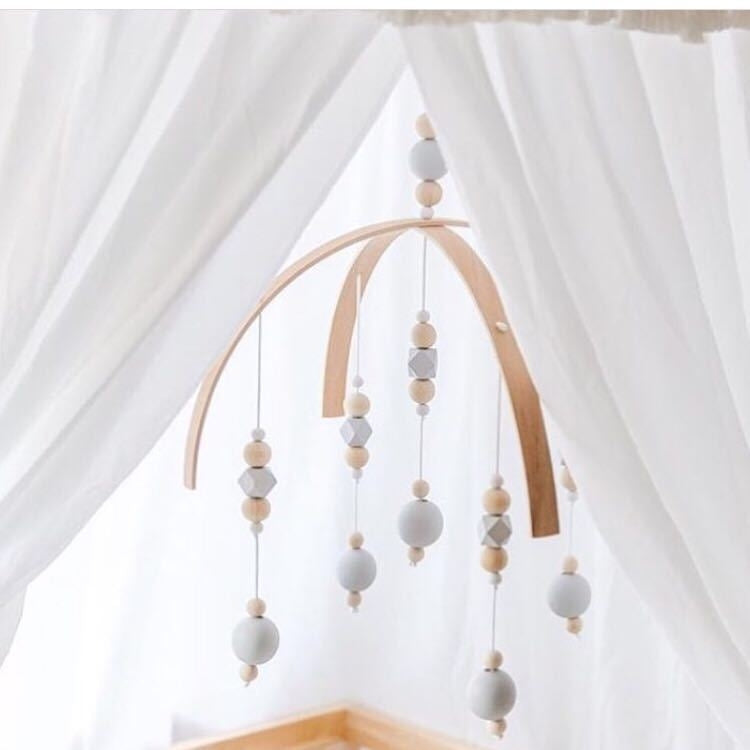 Home Wooden Beads Wind Chime Bed Bell Children's Room Decoration Bed Account with Photography Props