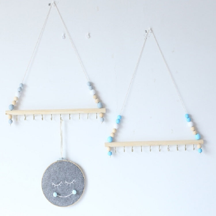 Wooden Color Macarons Beads Jewelry Storage Clip Hook Iron Hook