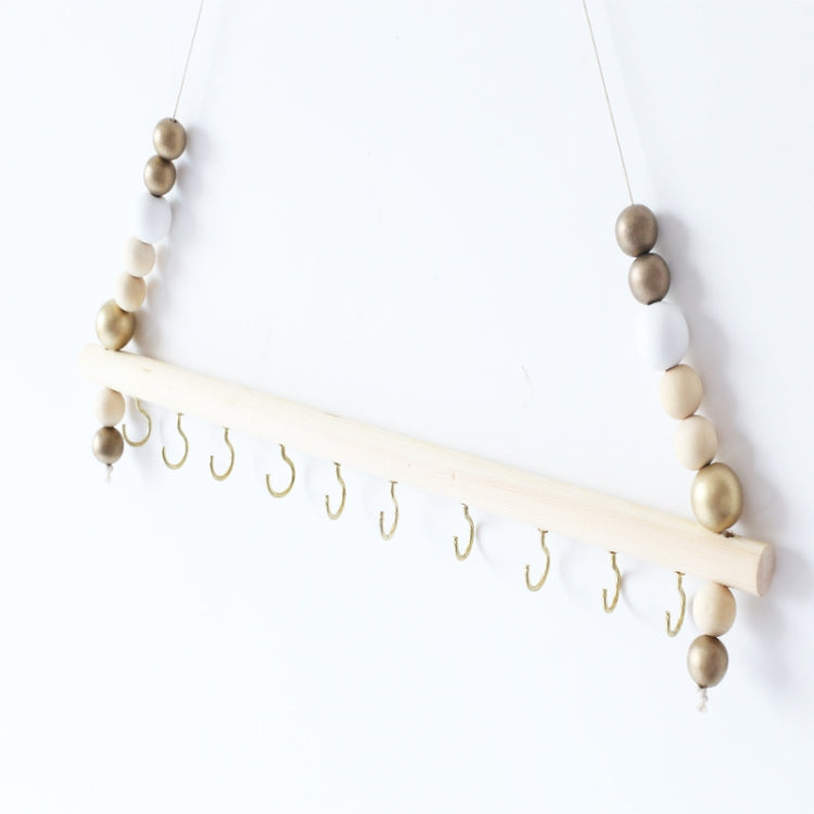 Wooden Color Macarons Beads Jewelry Storage Clip Hook Iron Hook