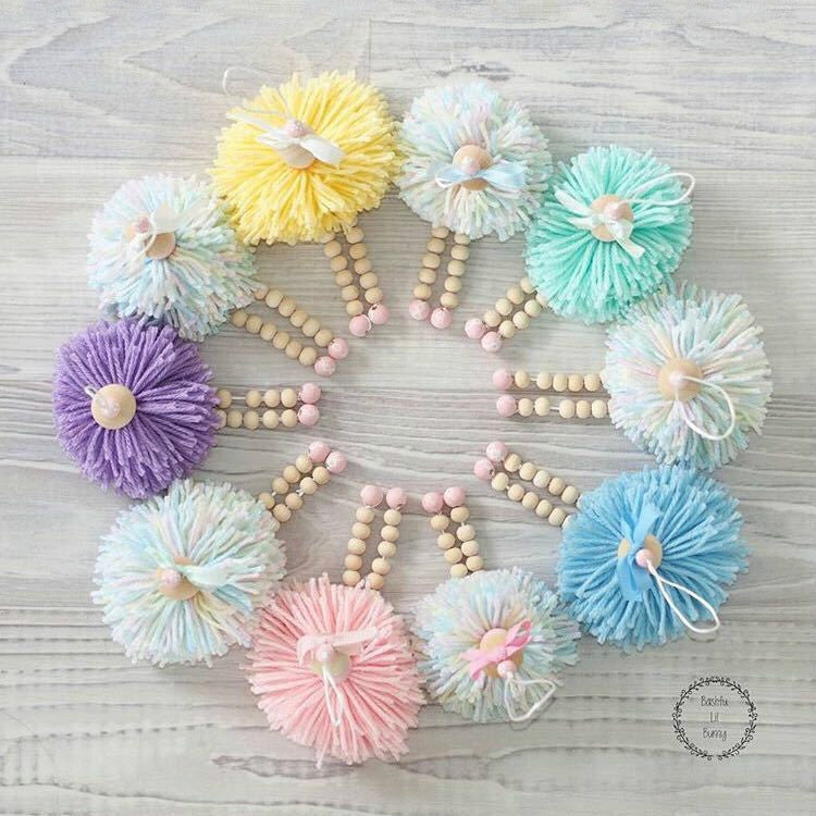 Children Tent Hair Ball Angel Wooden Beads Villain Pendant Decoration Toys