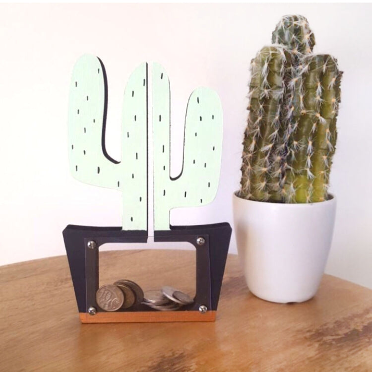 Wooden Cactus Piggy Bank Home Children Clothing Store Decorative Photography Props