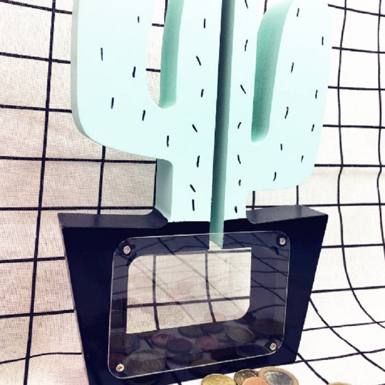 Wooden Cactus Piggy Bank Home Children Clothing Store Decorative Photography Props