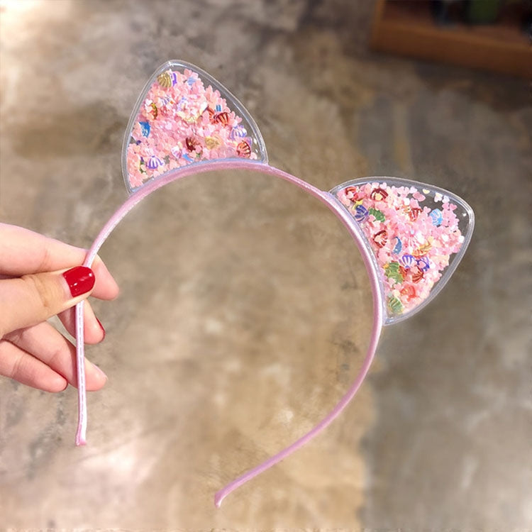 Girls Cute Sequin Cat Ears Headbands Hair Accessories, Color:2